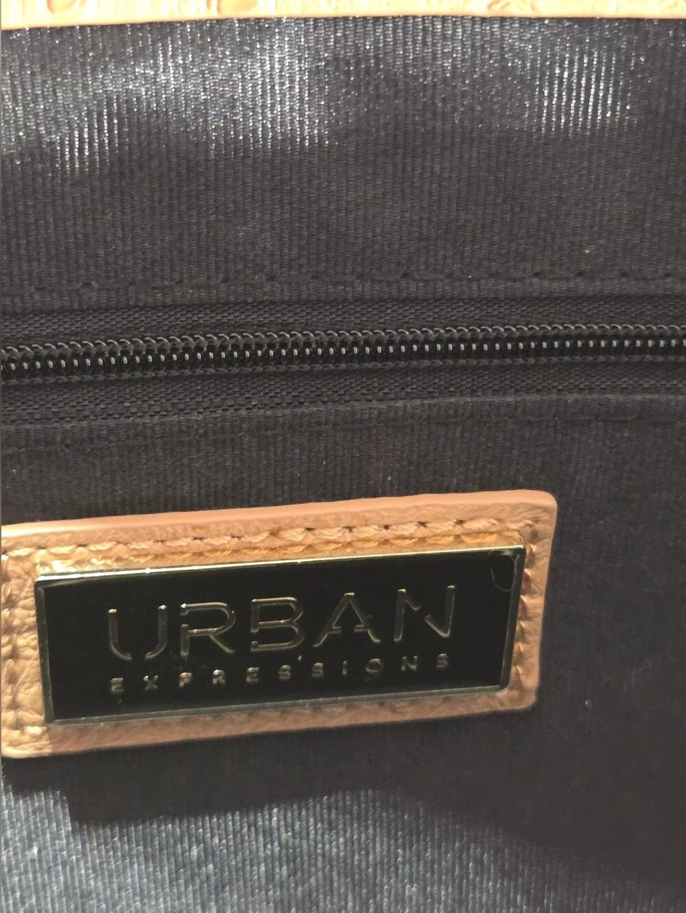 Tan Urban Expressions Faux-Ostrich Top Handle Crossbody Bag